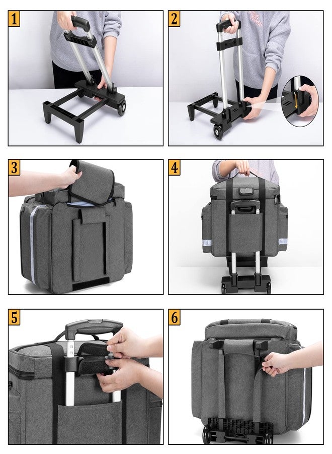 داميرو حقيبة داميرو الطبية بعجلات قابلة للفصل، حقيبة معدات طبية مزودة بجيوب وفواصل قابلة للإزالة، حقيبة إسعافات أولية فارغة لممرضات الرعاية الصحية المنزلية والأطباء وفنيي الطوارئ الطبية وخدمات الطوارئ الطبية، رمادي - Image 5